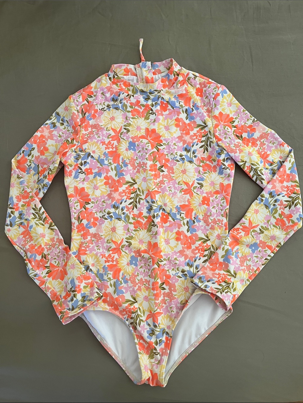 Girls Multi Floral Windsong Long-Sleeve  One-Piece Swimsuit